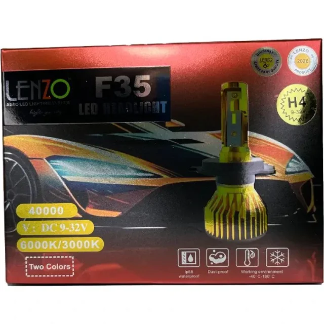 هدلایت LENZO مدل F35 دورنگ پایه H4